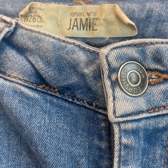 Top Shop Jamie Distressed Ripped Holes Ankle Fray Jeans - Picture 2 of 3